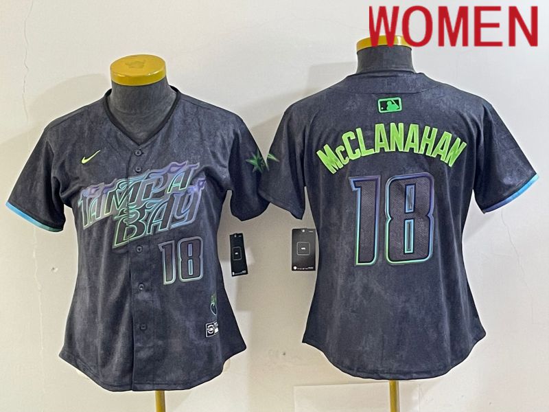 Women Tampa Bay Rays 18 Mcclanahan Nike MLB Limited City Connect Black 2024 Jersey style 4